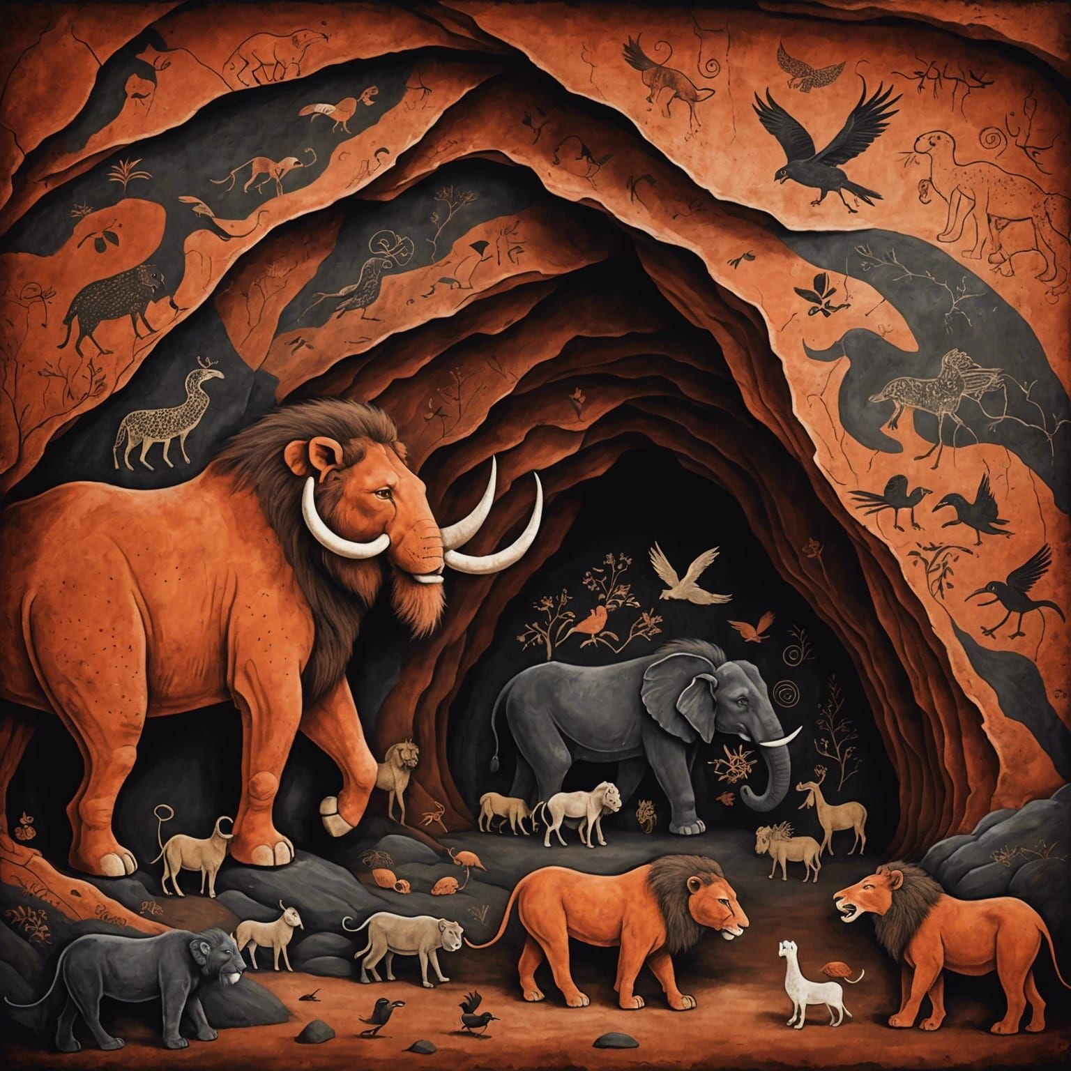 Prehistoric Cave Art with Hello Kitty