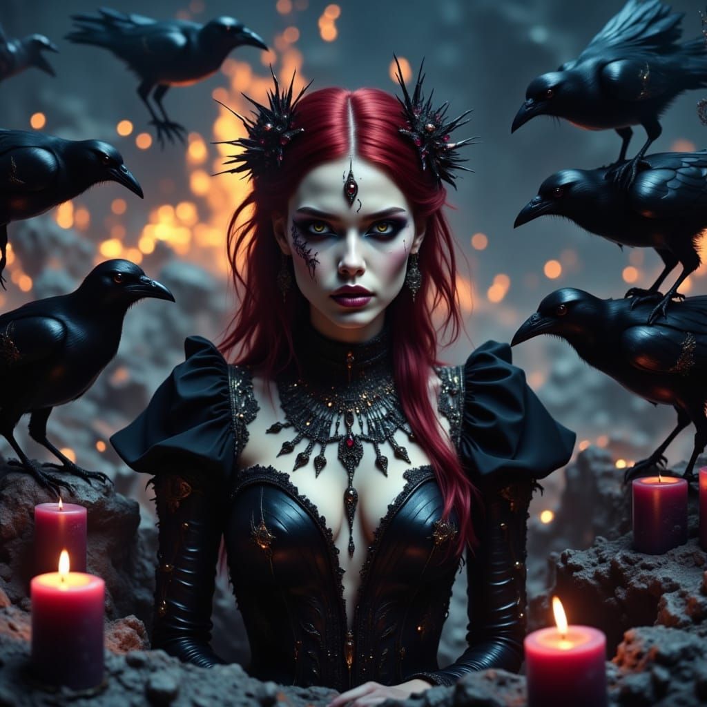 Cyberpunk Fae Witch and Warrior in Dystopian Nightscape