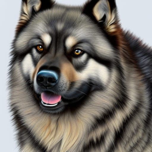 Detailed Malamute Sketch with Advanced Shading