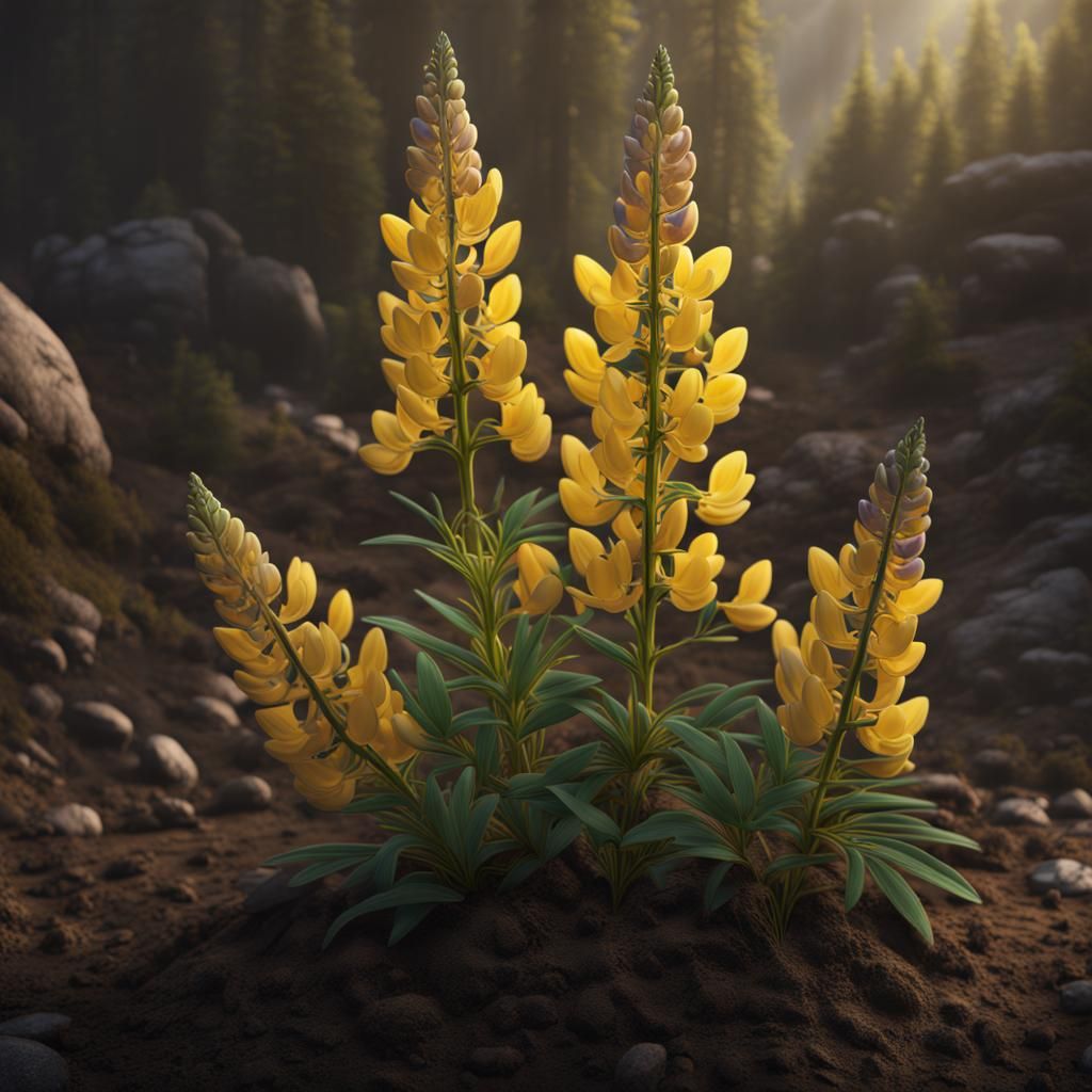 Yellow Lupine Matte Painting in Unreal Engine 5