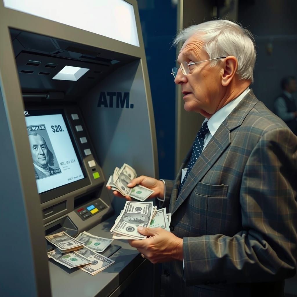 Man's Shocked Reaction to ATM Screen Display