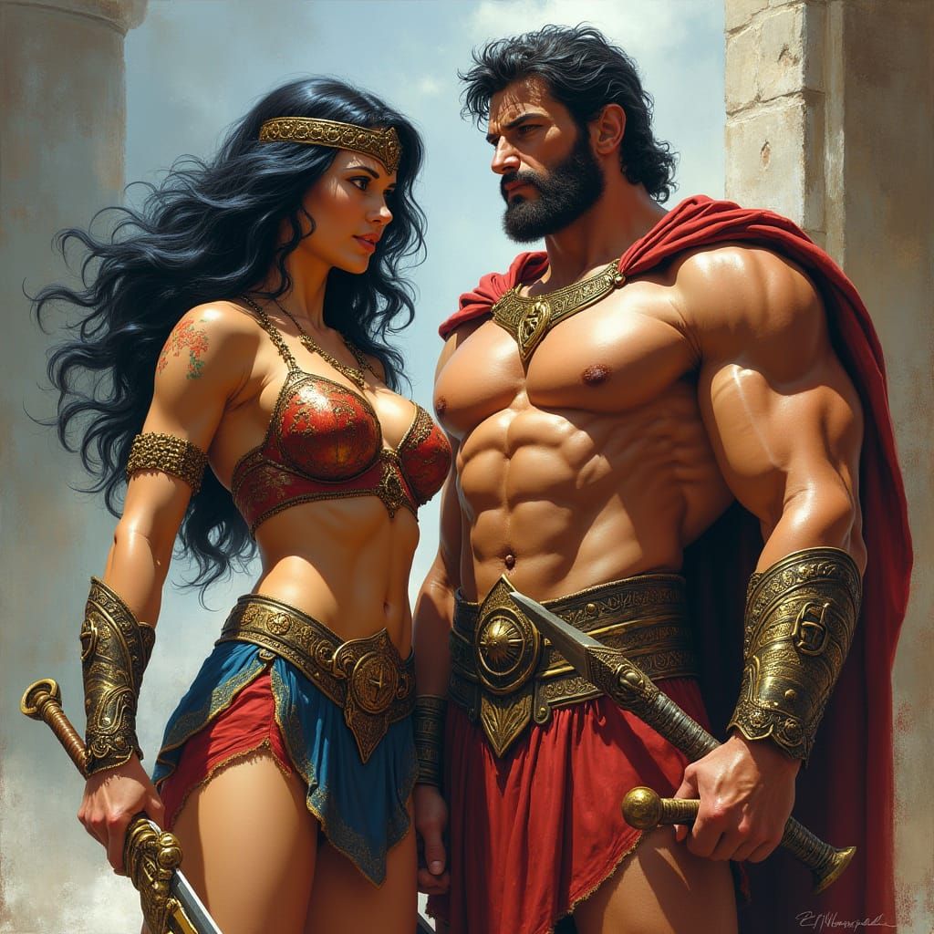 Epic Warriors Prepare for Battle in Fantasy Art Style