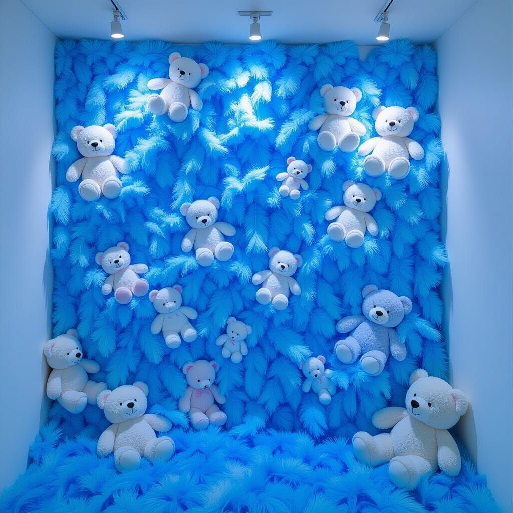 Whimsical Wall of Feathers and Toys