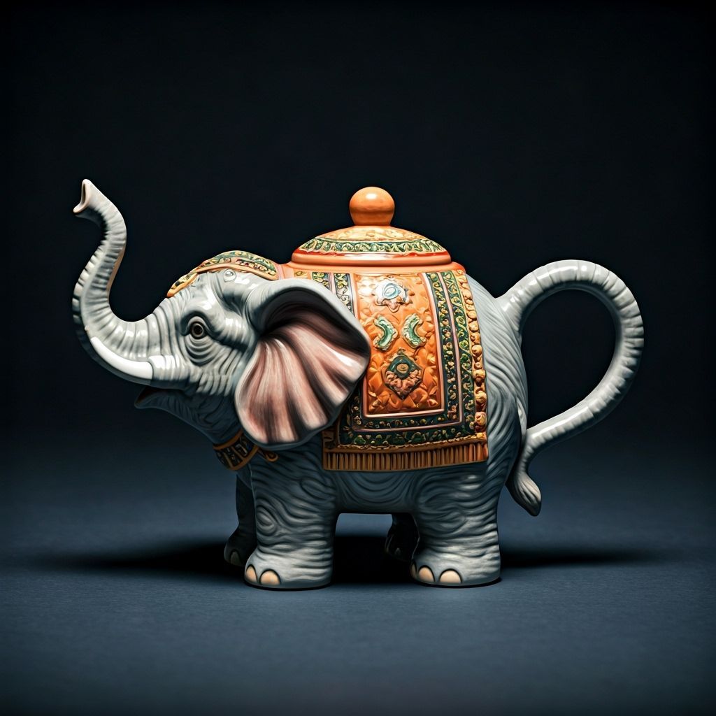 Photorealistic Elephant Teapot with Trunk Spout