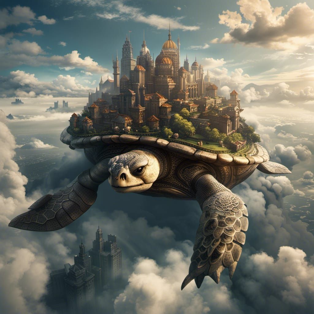 Floating Turtle City: Fantasy Concept Art