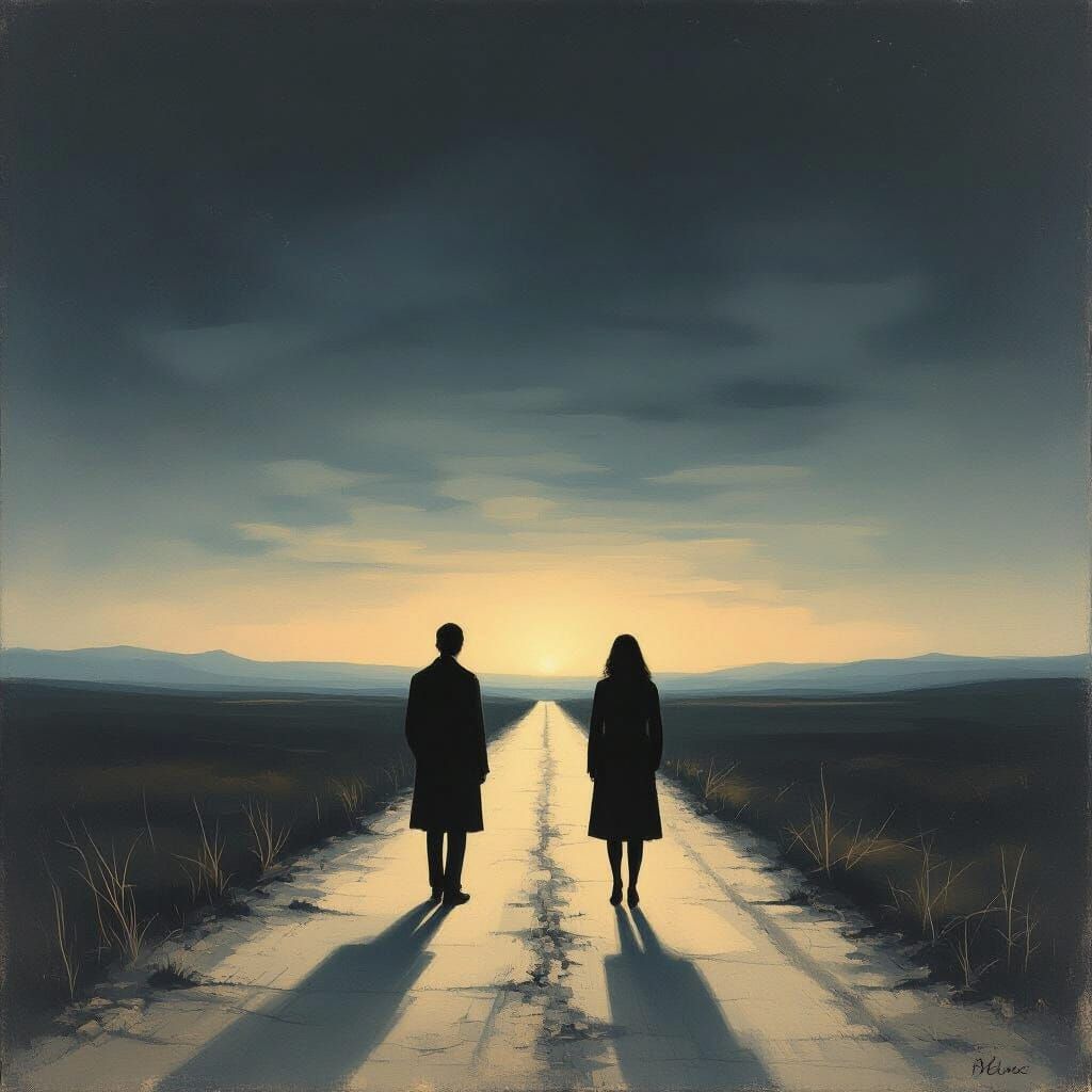 Surrealist Oil Painting of Loneliness and Unspoken Sorrow