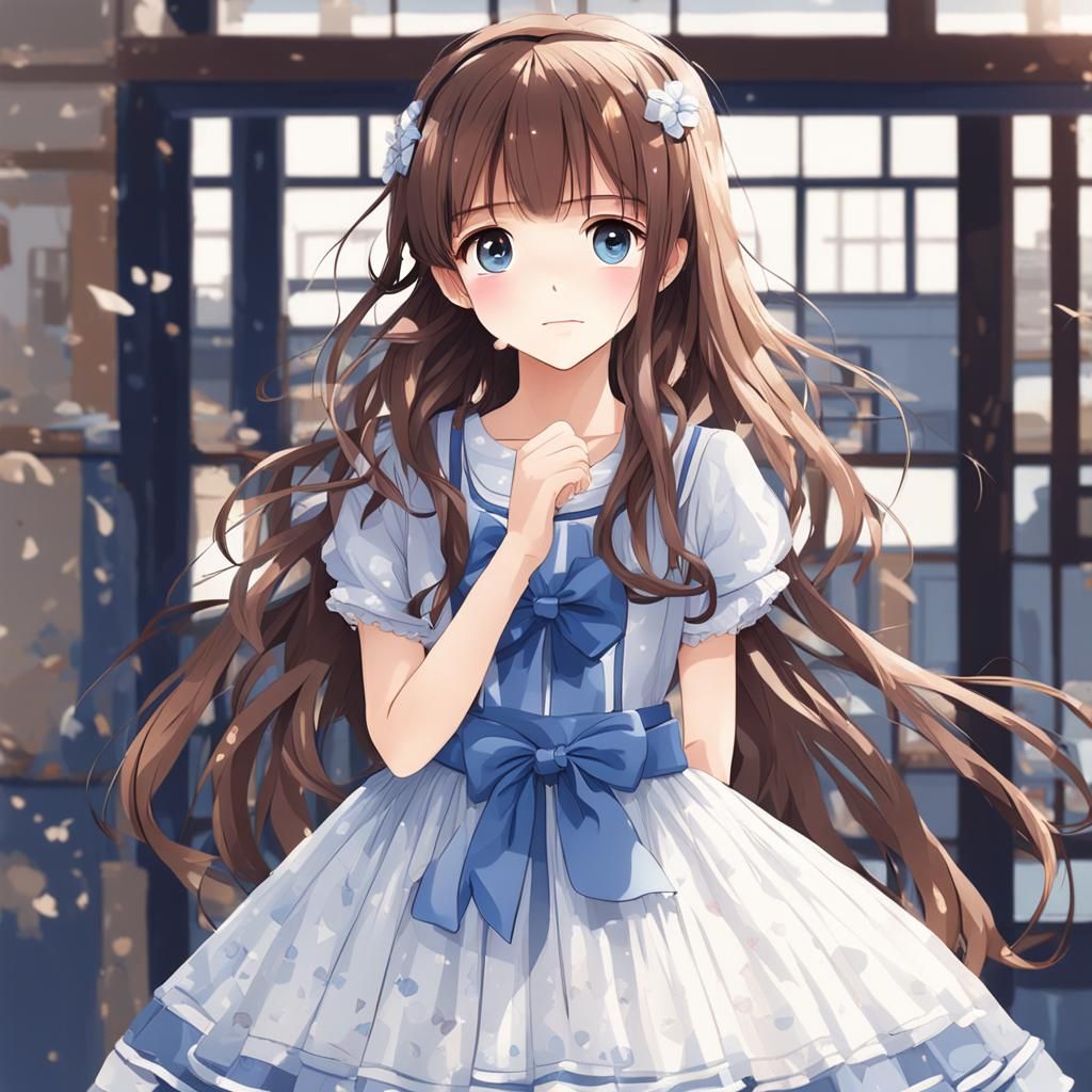 Portrait of Young Woman with Blue Streaks