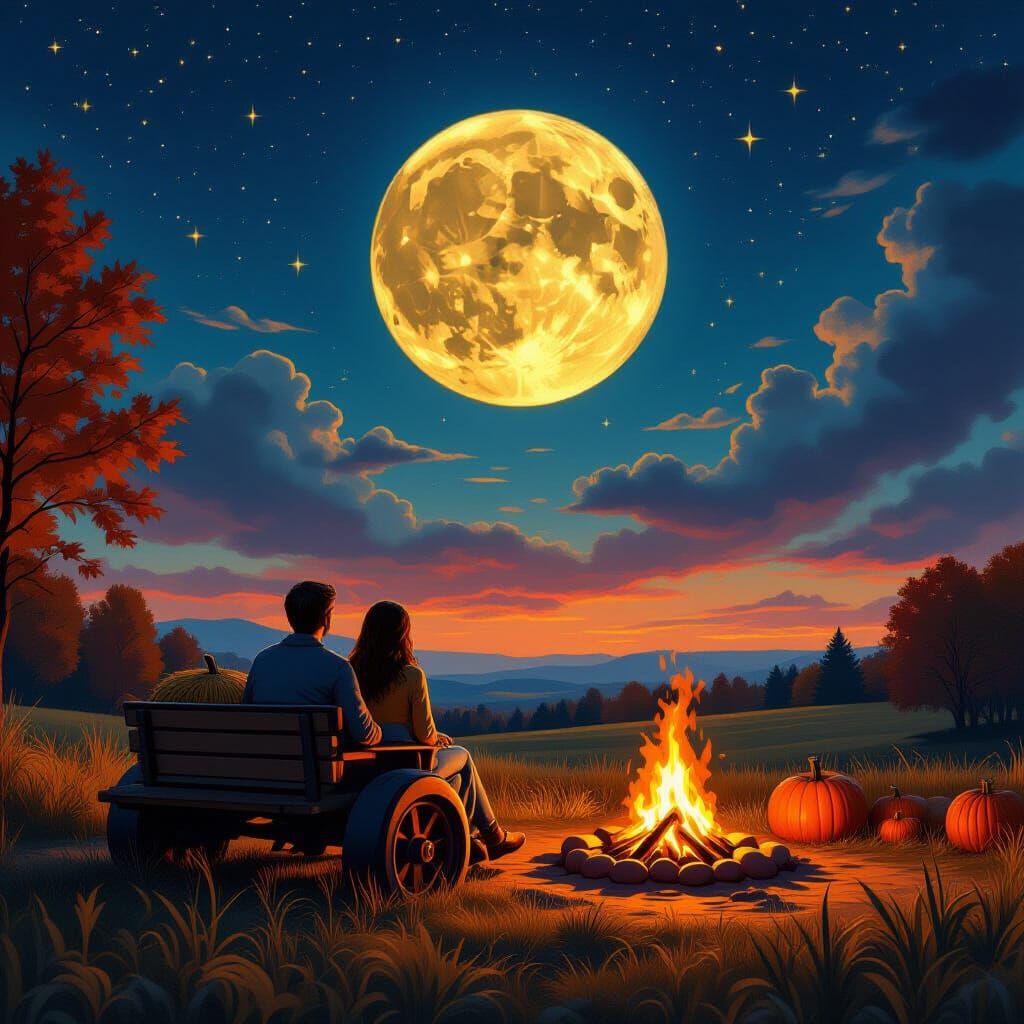 Hayride Under Harvest Moon: Fantasy Concept Art