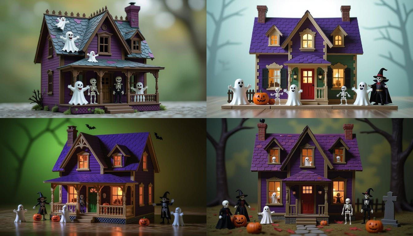 Halloween Dollhouse with Scary Ghosts and Skeletons