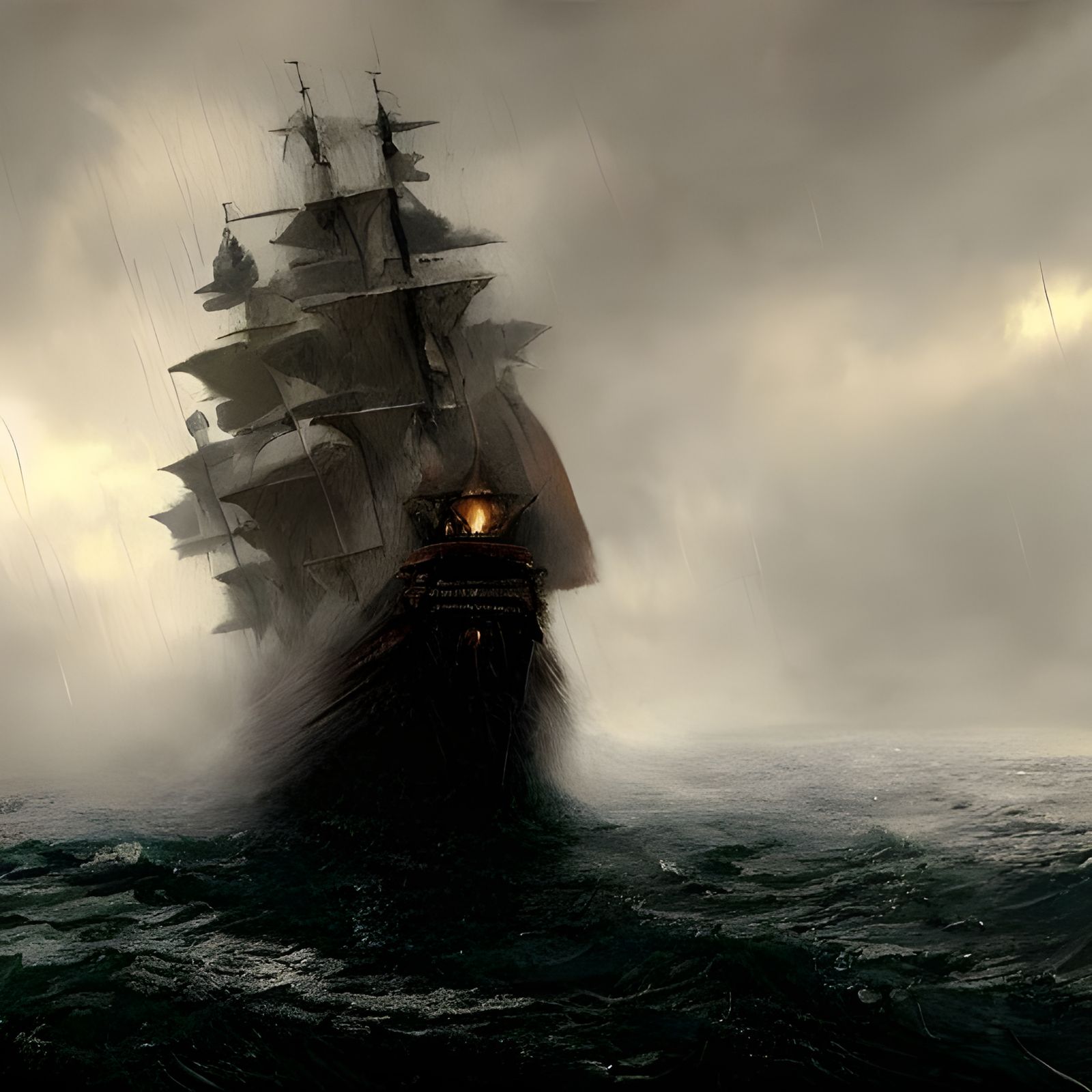 Flying Dutchman in Stormy Seas: Action Painting