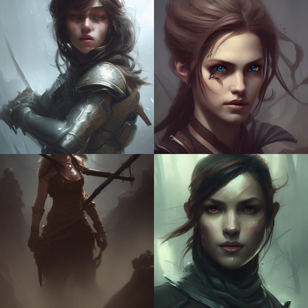 Detailed Female Ranger Portrait in Dark Fantasy Style