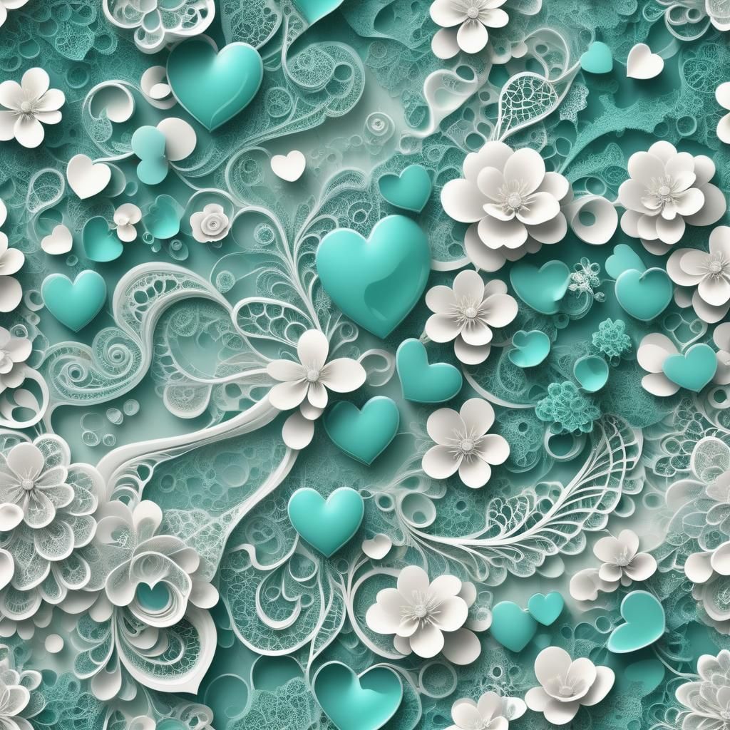 Aqua Teal Seafoam Green Abstract Floral Design