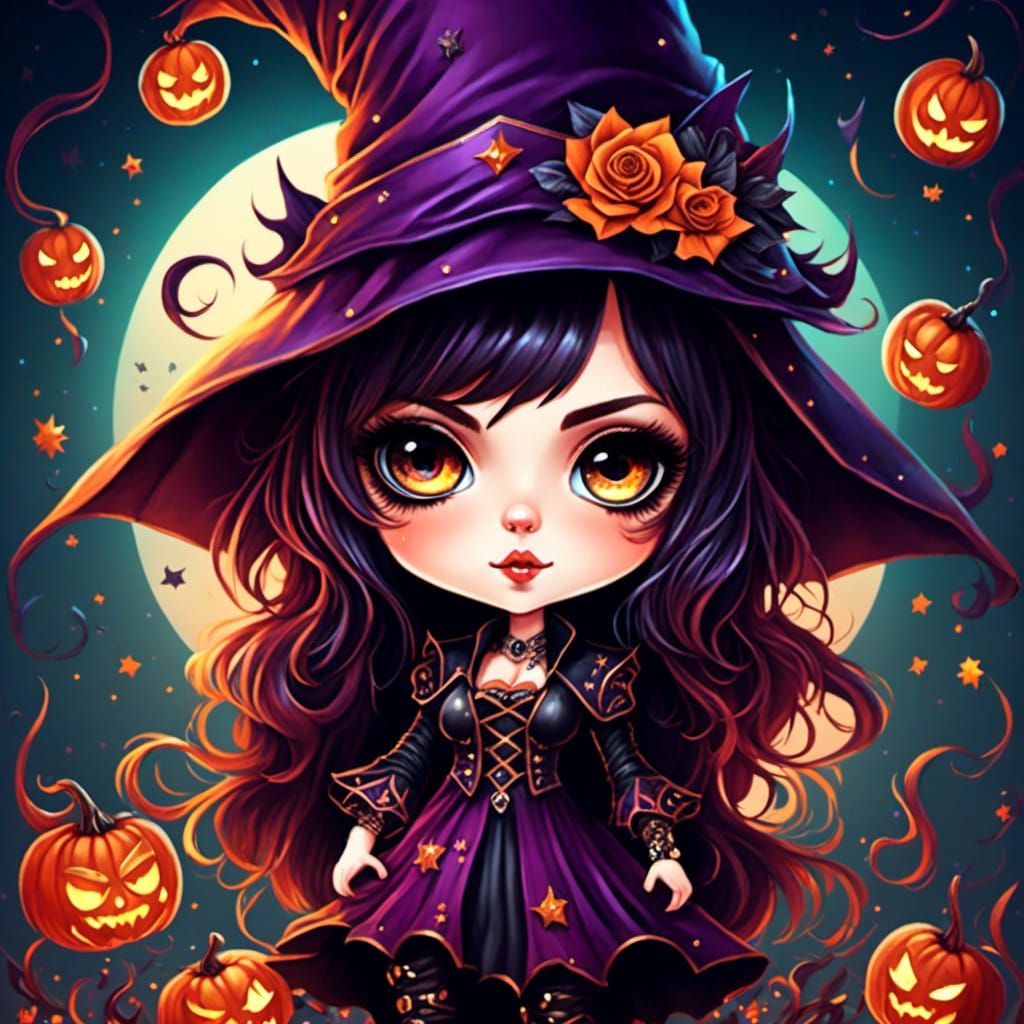 Y2K Cute Witches Chibi Cartoon