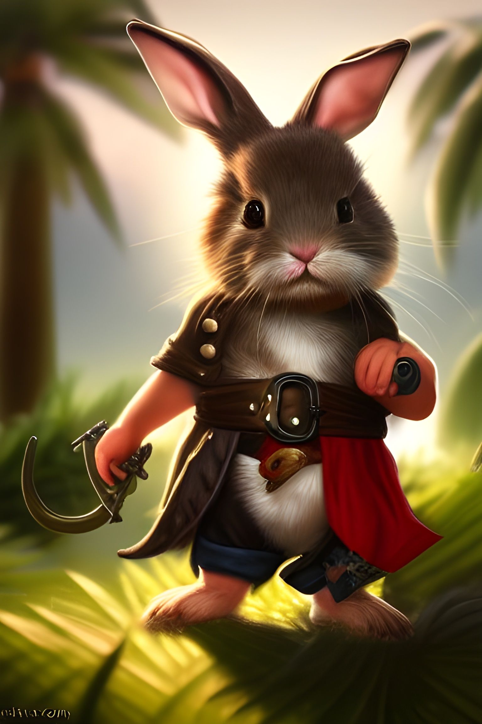 Cute Bunny Pirate in Photorealistic Style
