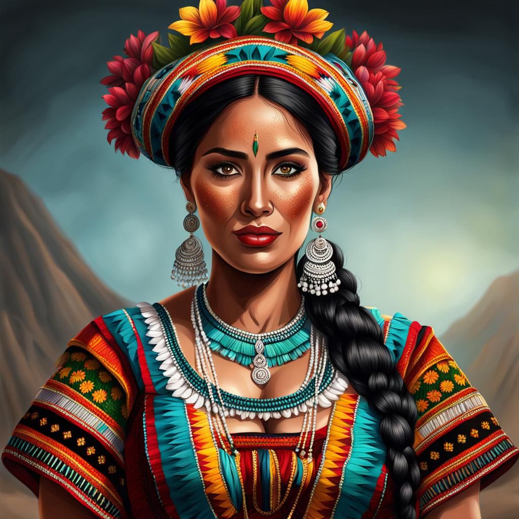 Guatemalan Woman in Traditional Dress: Realistic Portrait