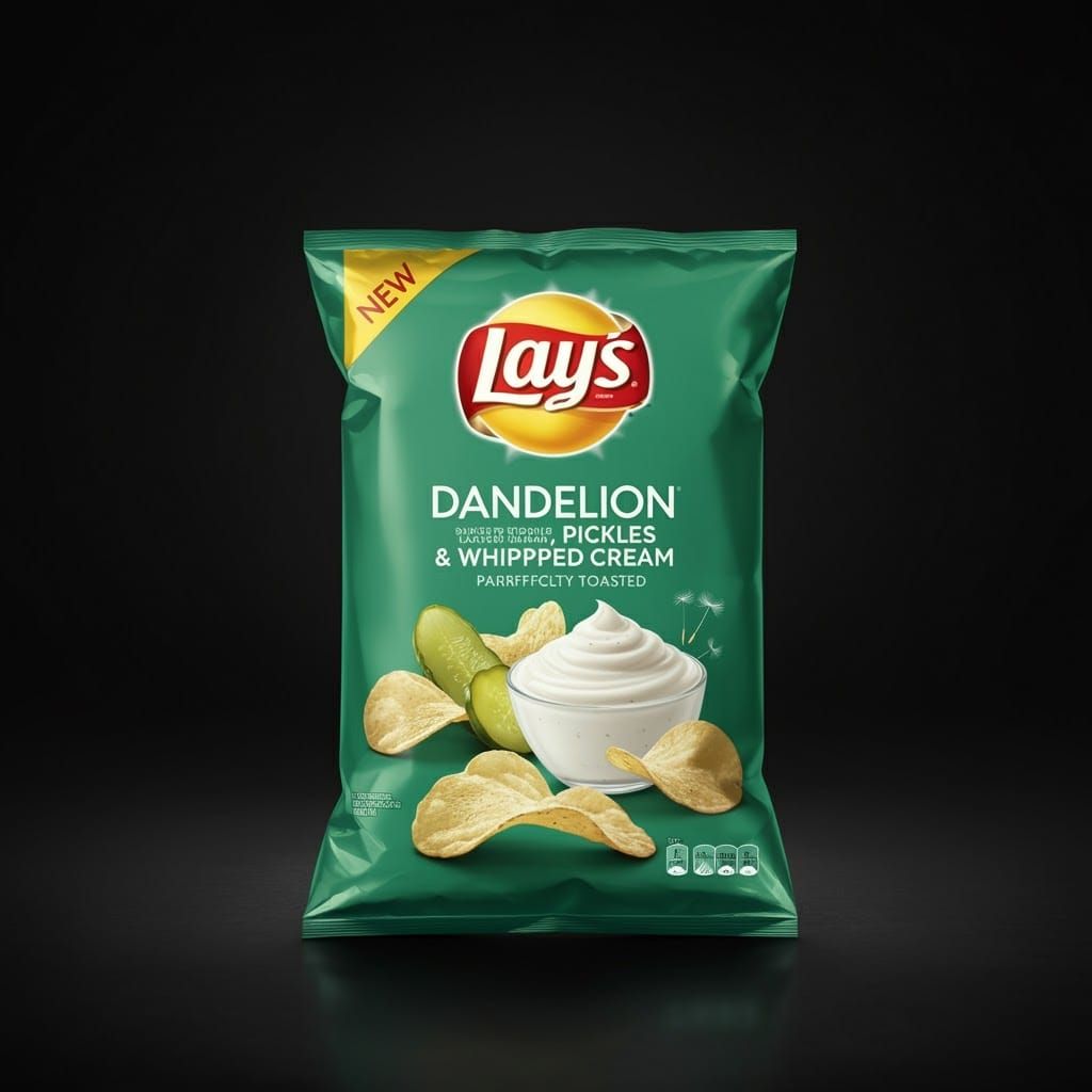 Dandelion, Pickles, and Whipped Cream Flavored Chip