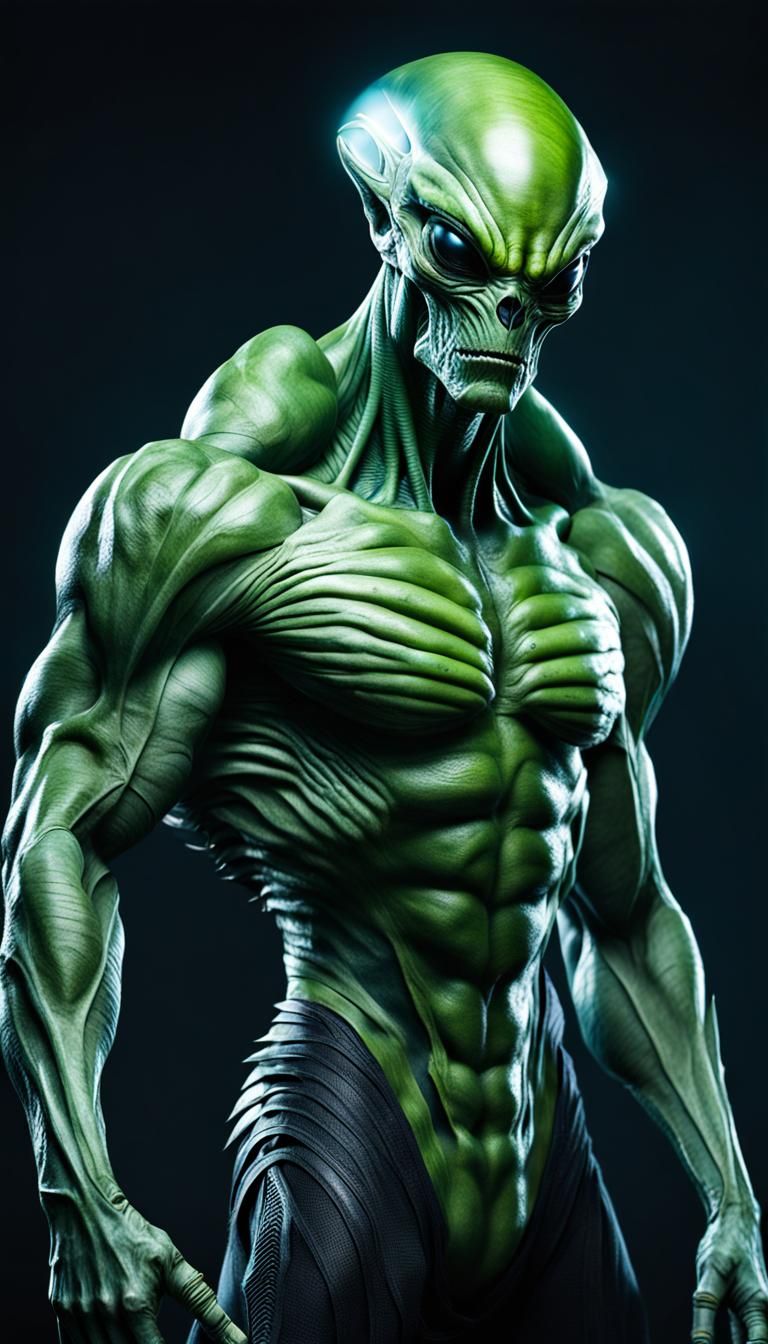 Muscular Alien Male in Alien Clothing