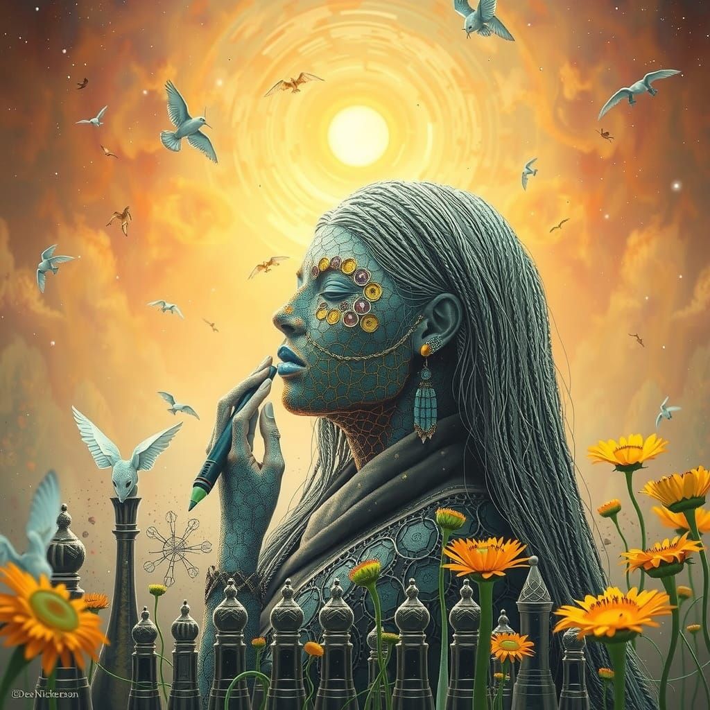 Psychedelic Sacred Geometry Utopia in Bosch Style