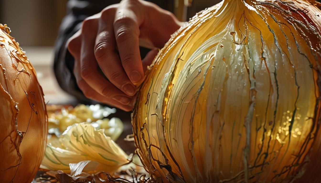 Surreal Glowing Onion of False Beliefs in Dreamlike Art