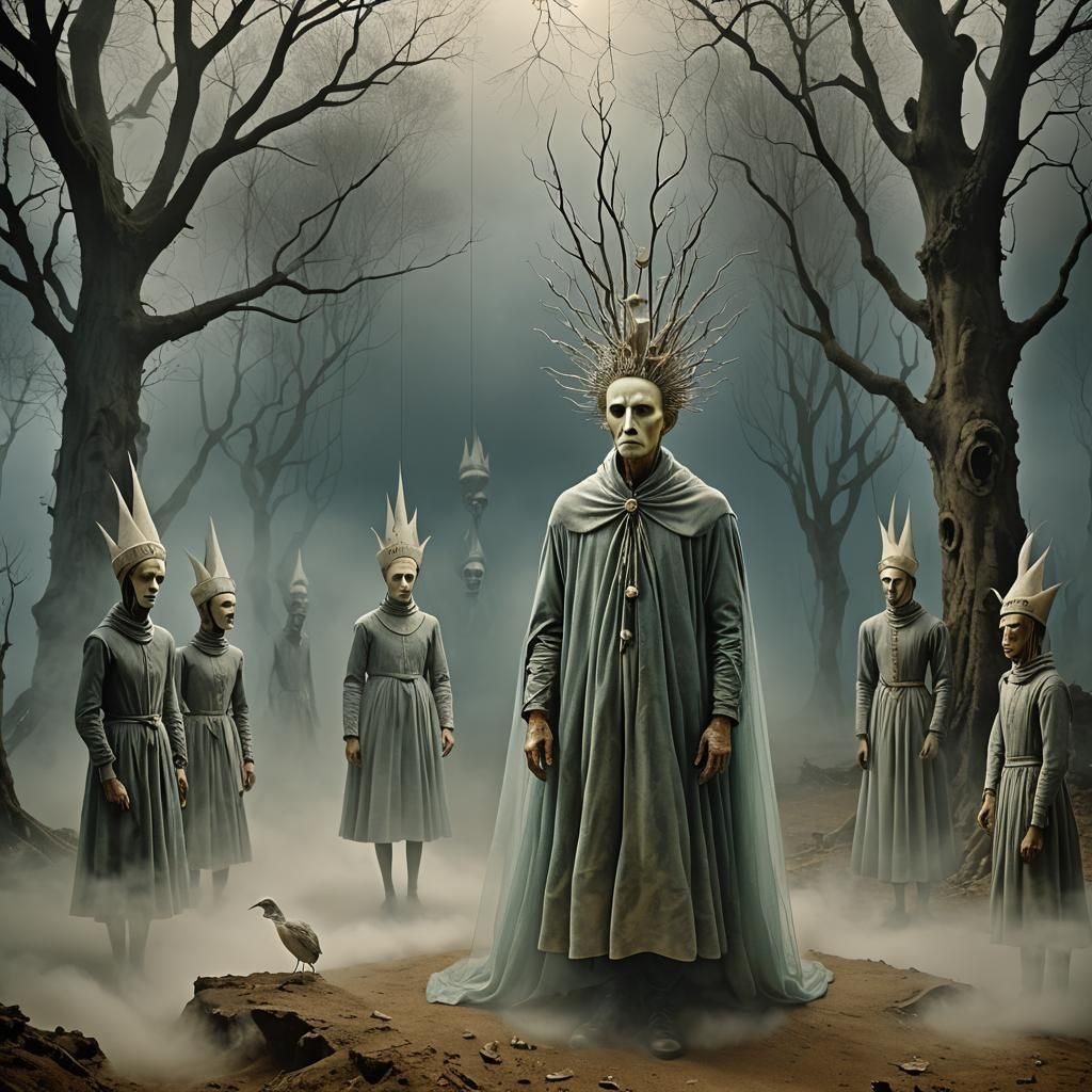 Surreal Transparent Creatures in Blue Mist