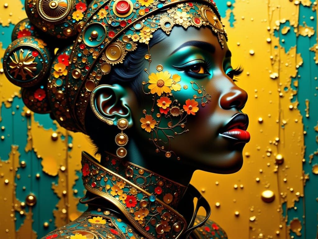 Steampunk Gentleman in African Pattern Background