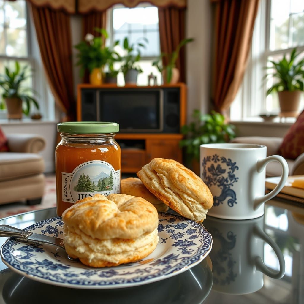 Cozy Vintage Afternoon with Honey and Scones