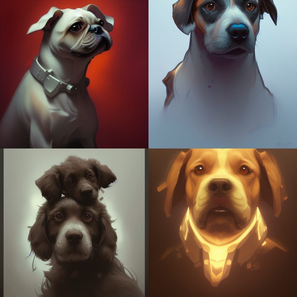 Hyperdetailed Puppy Portrait in Art Nouveau Style