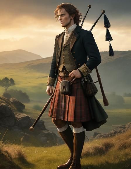 Jamie and Claire Fraser in Hyperrealistic Highland Portrait