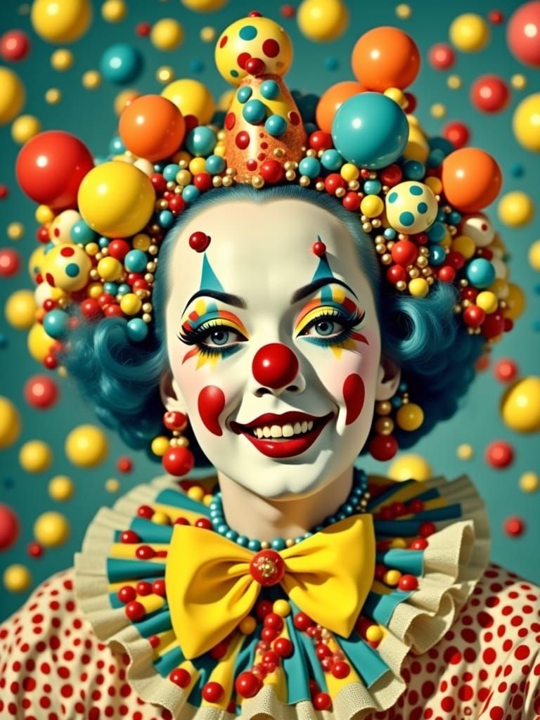 Vintage Robot Clown in Pop Surrealist Style