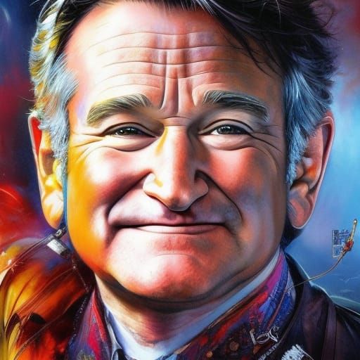 Detailed Portrait of Robin Williams in Painted Style