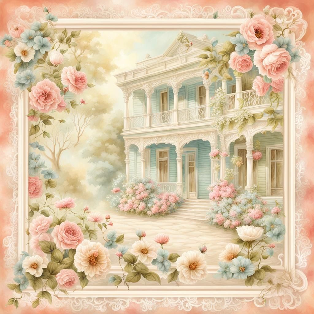 Romantic Vintage Scene in Graphic 45 Style