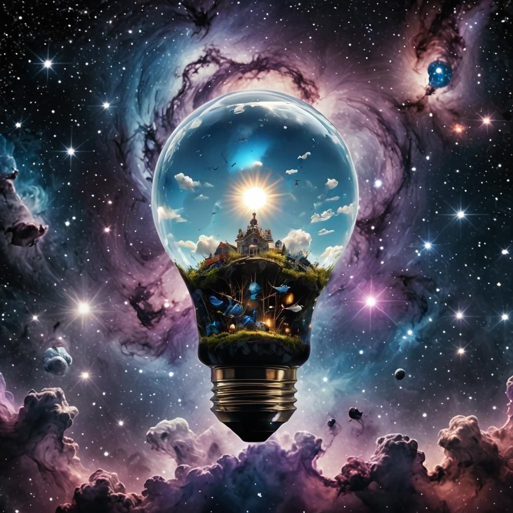 Miniature World Inside a Lightbulb