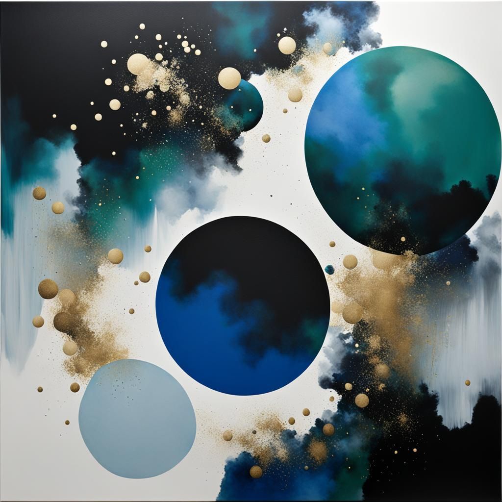 Abstract Paintings in Monochromatic Palette with Accents