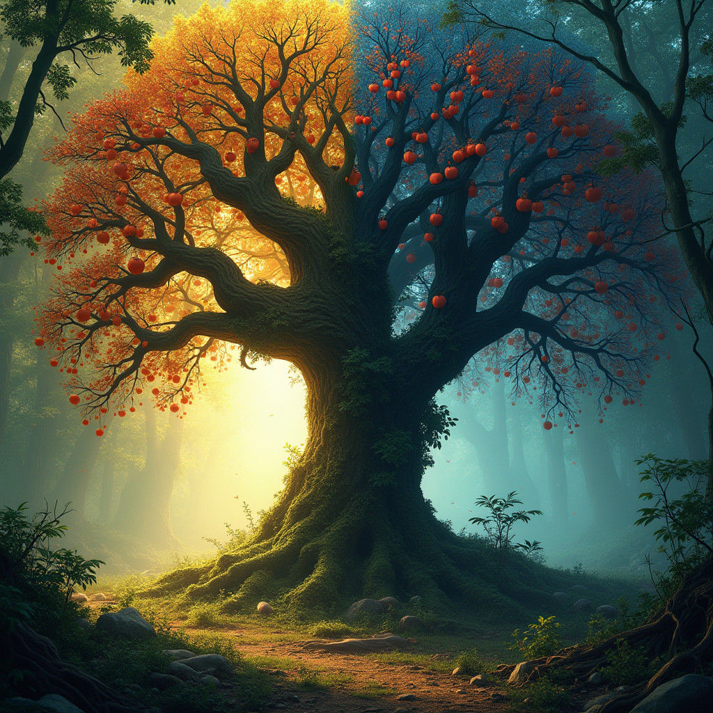 Lush Forest: Tree of Life and Knowledge, Matte Painting