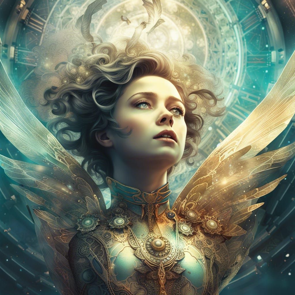 Clockwork Angel Descends From Heaven: Retro Photograph