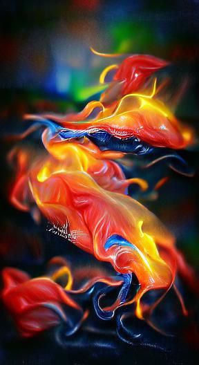 Glowing Neon Flames in Hyperrealistic 3D Abstract