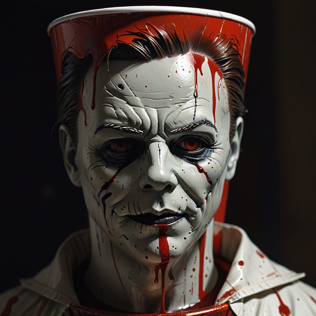 Eerie Michael Myers Halloween Cups in Surreal Style