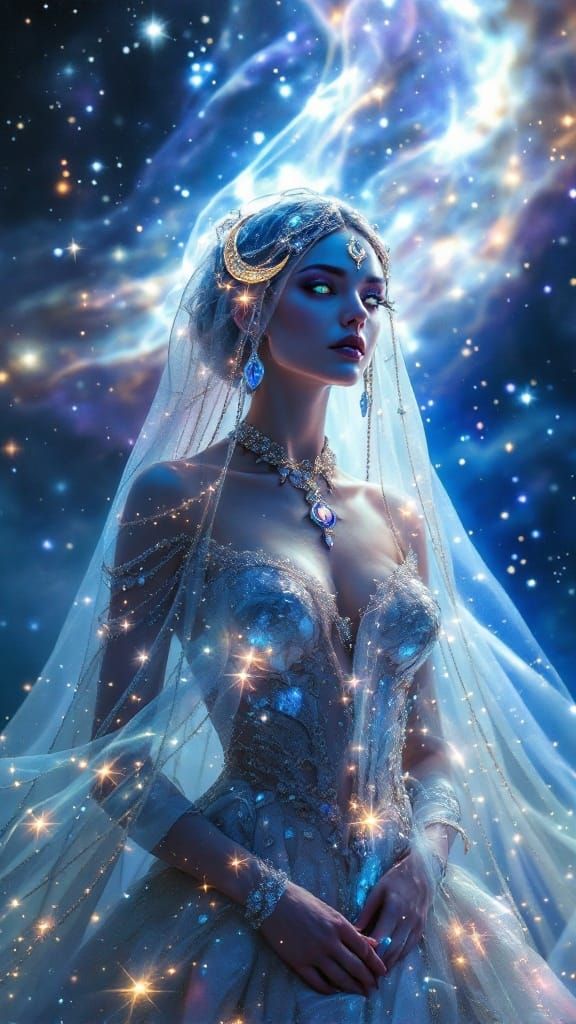 Cosmic Priestess in an Ethereal Realm
