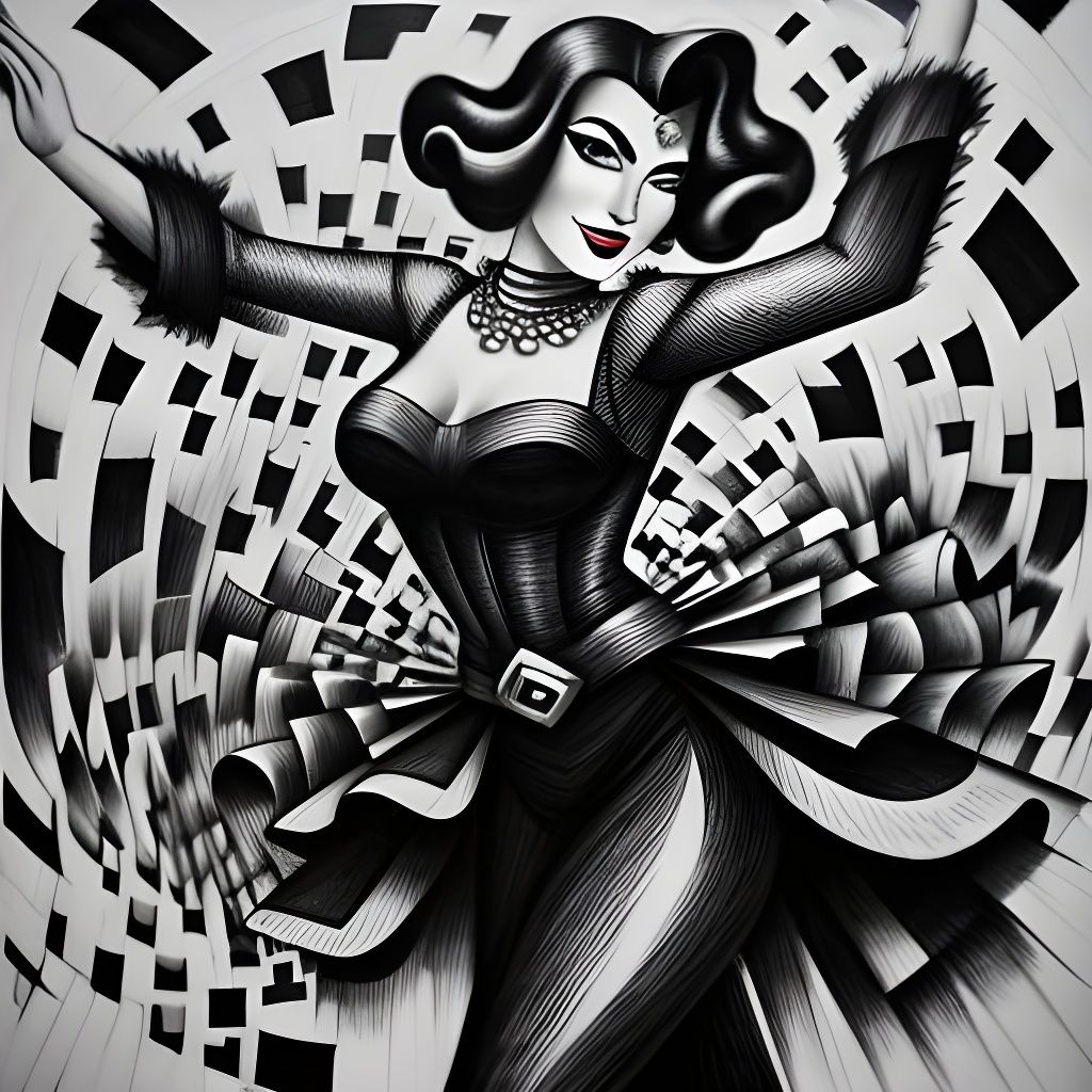 Surrealist Cubist Dancer in Retro Futuristic Pop Art Style