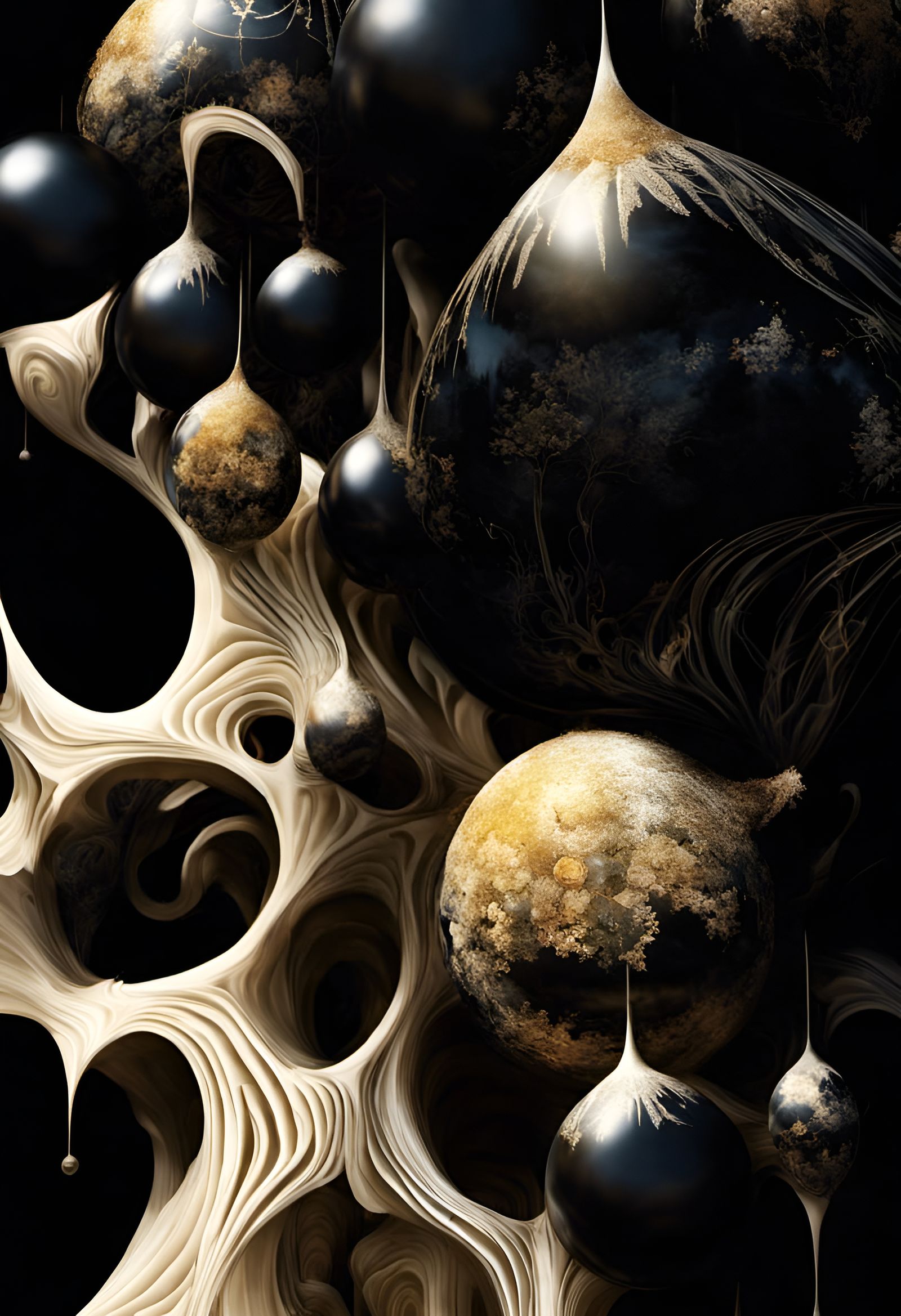 Magical Biological Forms in Surreal Dreamscape