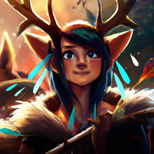 Fantasy Girl with Animal Features in Dark Concept Art