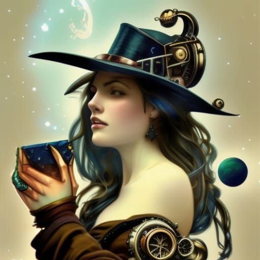 Steampunk Adventurer in Starry Sky: Hyperdetailed Portrait