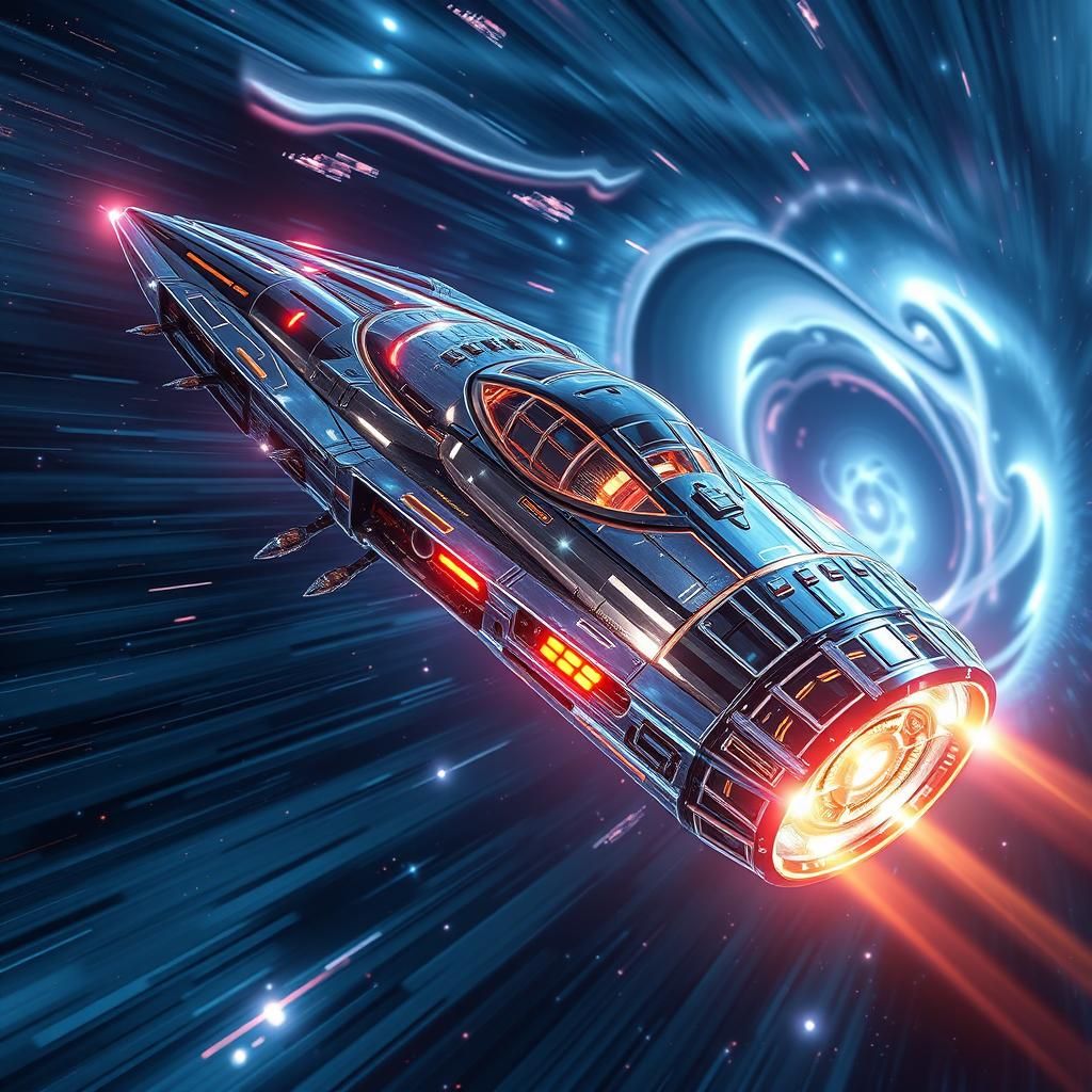 Azimut Bolid Spaceship Warping Spacetime in Cosmic Flight