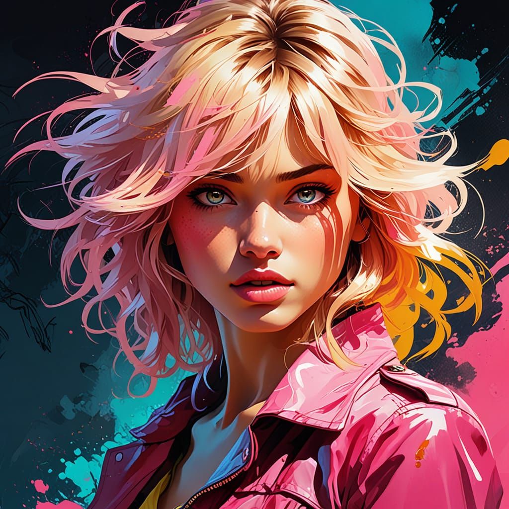 Rebel Siren in Neon Dreamscape