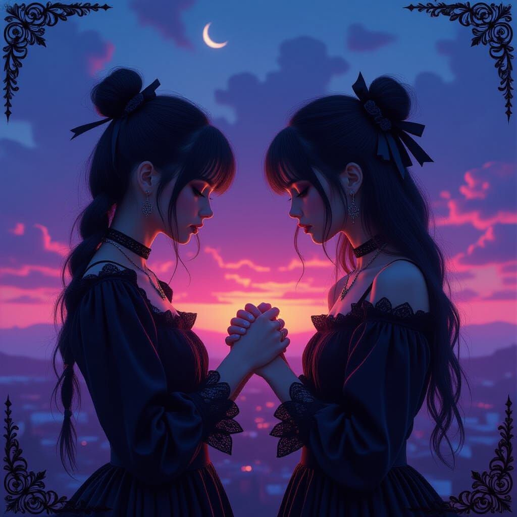 Gothic Grunge Girls in Love at Twilight