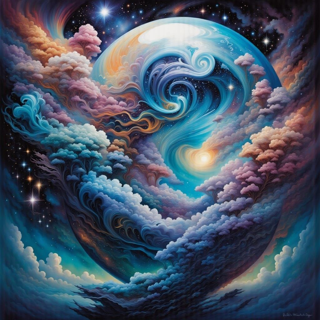 Visionary Artist Lost in Luminous Dreamscape