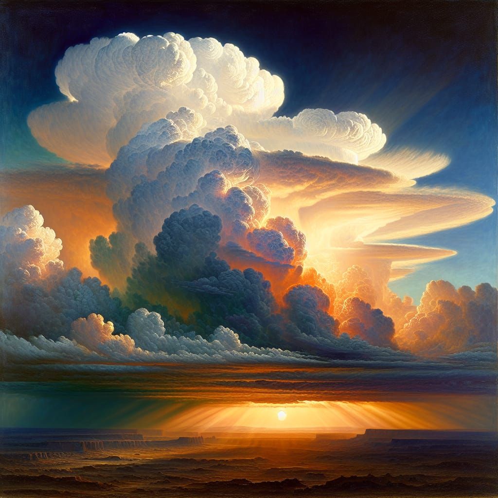 Majestic Sunset Over Desert in Metaphysical Style