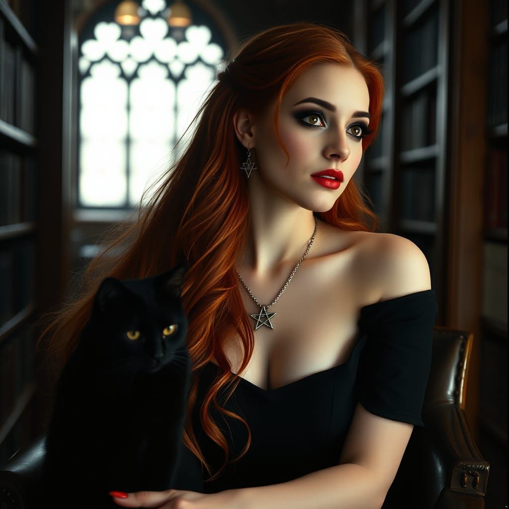Goddess with Red Hair in Cinematic Style
