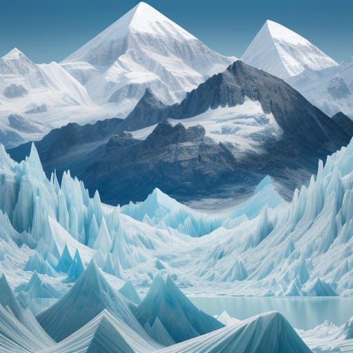 Serene Origami Glaciers in Majestic Parco Nazionale Landscap...