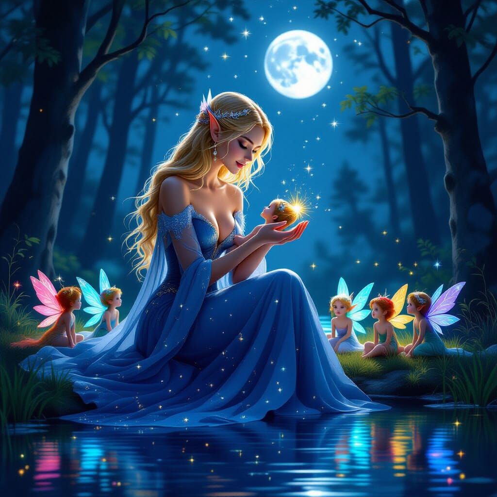 Moonlit Fairy Queen in Enchanted Forest